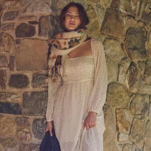 Free People Intimately Kaleidoscope Blanket Scarf Ivory Combo